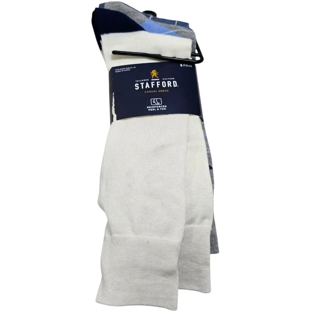 Stafford‎ Casual Dress Socks 5 Pair Assorted Patterns Men Shoe Size 6 1/2-12